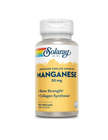 Solaray Manganèse 50mg, 100 Capsules : Santé Osseuse et Métabolique