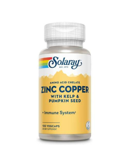 Solaray Zinc Cuivre 50mg, 100 Capsules : Équilibre Minéral et Antioxydant