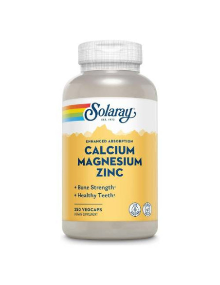 Solaray Calcium Zinc Magnésium 250 Capsules : Soutien Osseux et Métabolique