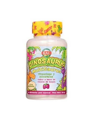 Kal Multisaurus, 60 Comprimés : Multivitaminique Enfant en Forme de Dinosaure
