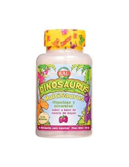 Kal Multisaurus, 60 Comprimés : Multivitaminique Enfant en Forme de Dinosaure