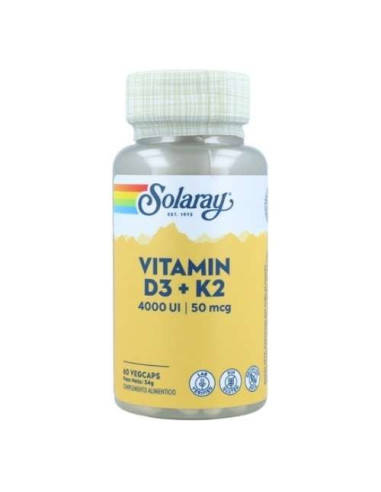 Solaray Vitamina D3 5000UI con K2: Salud Ósea y Cardiovascular Avanzada