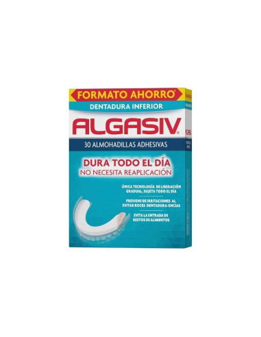 Algasiv almohadillas adhesivas dentadura inferior 30 uds fijación duradera