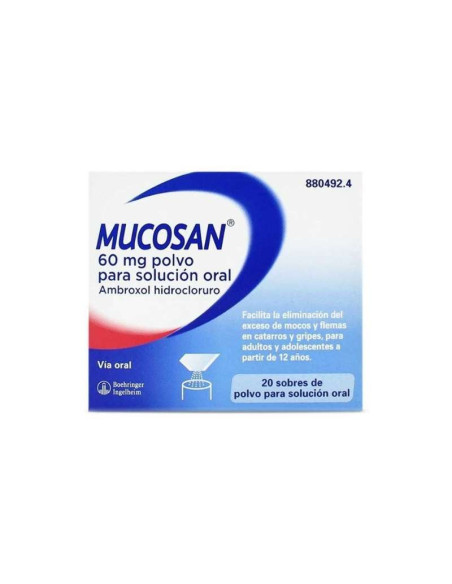 Mucosan 60 mg polvo, solución oral, 20 sobres, elimina mucosidad