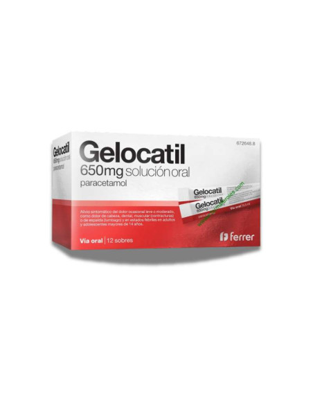 Ferrer gelocatil 650mg solución oral 12 sobres dolor fiebre