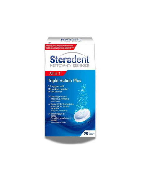 Steradent triple action 90 pastillas prótesis dentales
