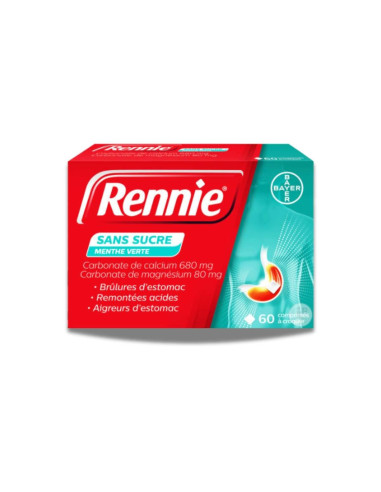 Rennie sin azúcar menta 60 comprimidos antiácido