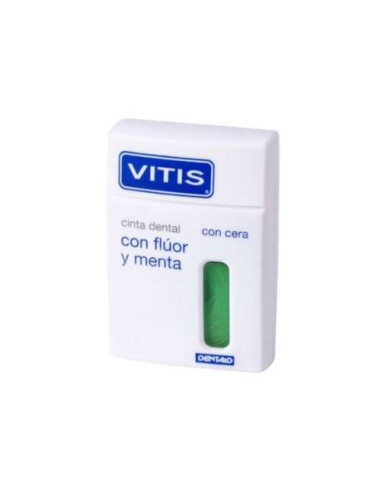 Vitis Cinta Dental con Cera, Flúor y Menta 50m (Pack de 2): Limpieza Interproximal con Refrescante Sabor a Menta
