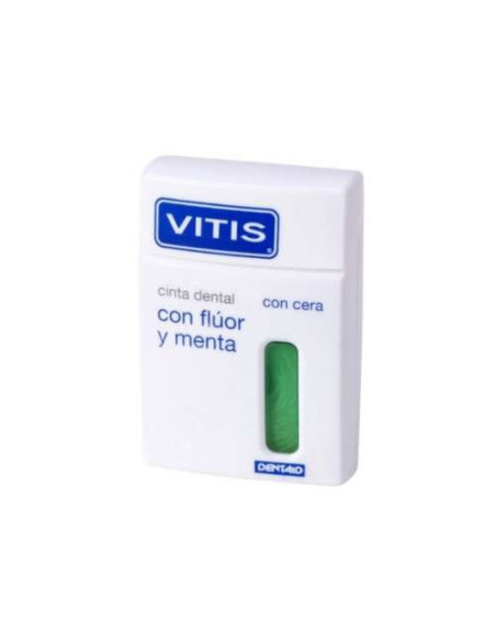 Vitis Cinta Dental con Cera, Flúor y Menta 50m (Pack de 2): Limpieza Interproximal con Refrescante Sabor a Menta