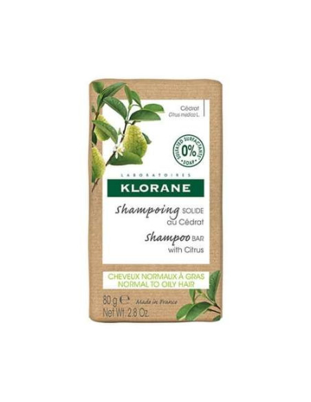 Klorane Champú Sólido de Cedrat 80g: Refresca y Limpia el Cabello Graso de Forma Sostenible
