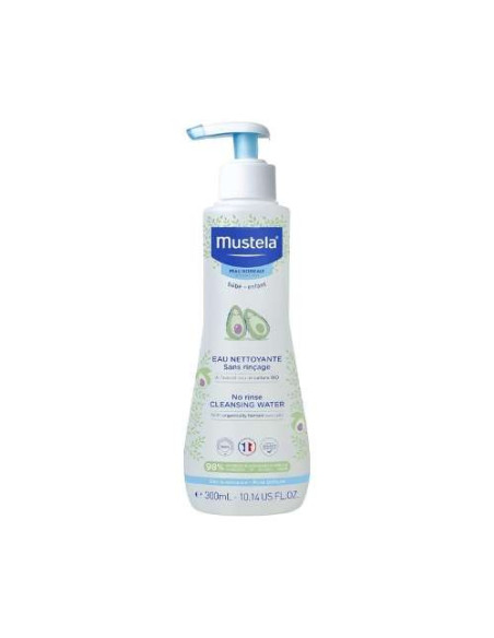 Mustela Bebé Agua Limpiadora Sin Enjuague 300ml: Limpieza Suave para la Piel y el Rostro del Bebé