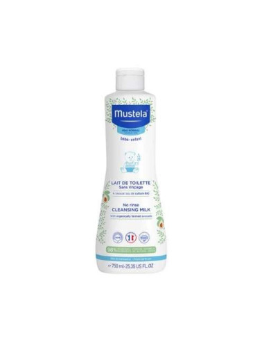 Mustela Leche de Limpieza Sin Enjuague 750ml: Limpieza Suave y Rápida para Bebés