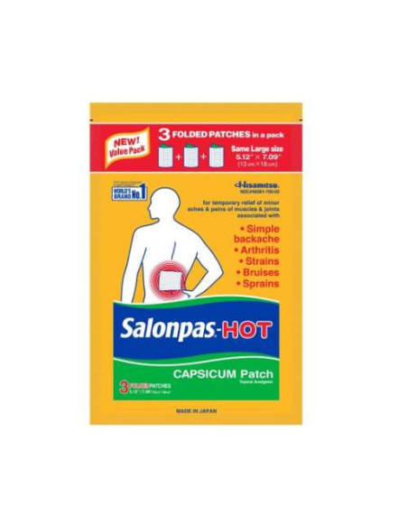 Salonpas Hot Patch 1 Unidad: Parche Térmico para Alivio del Dolor